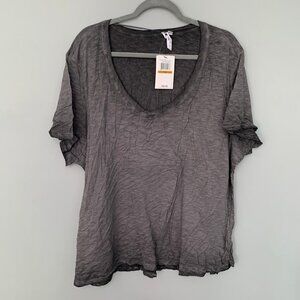 NEW‎ Cable & Gague gray v-neck short sleeve cotton pullover t-shirt top blouse
